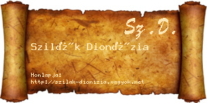 Szilák Dionízia névjegykártya